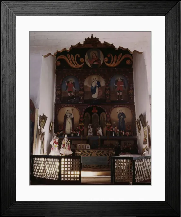 Framed Print : The main altar in the church, Trampas, N. M. 1943. Creator: John Collier Framed Print : The main altar in the church, Trampas, N. M. 1943. Creator: John Collier