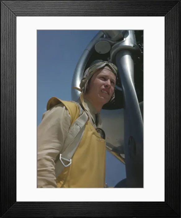 Framed Print : Marine lieutenant, pilot with the power towing plane at page Field, Parris Island, S. C. 1942. Creator: Alfred T Palmer Framed Print : Marine lieutenant, pilot with the power towing plane at page Field, Parris Island, S. C. 1942. Creator: Alfred T Palmer