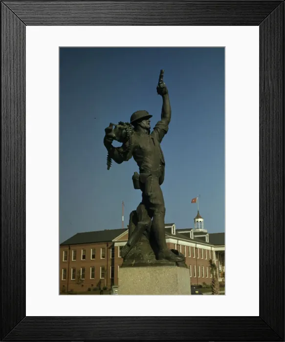 Framed Print : Marine statue at Parris Island, S. C. Statue called Iron Mike'by recruits. 1942. Creator: Alfred T Palmer Framed Print : Marine statue at Parris Island, S. C. Statue called Iron Mike'by recruits. 1942. Creator: Alfred T Palmer