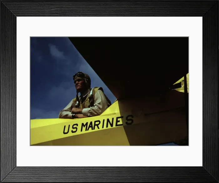 Framed Print : A marine glider pilot in training, a lieutenant, at Page Field, Parris Island, S. C. 1942. Creator: Alfred T Palmer Framed Print : A marine glider pilot in training, a lieutenant, at Page Field, Parris Island, S. C. 1942. Creator: Alfred T Palmer