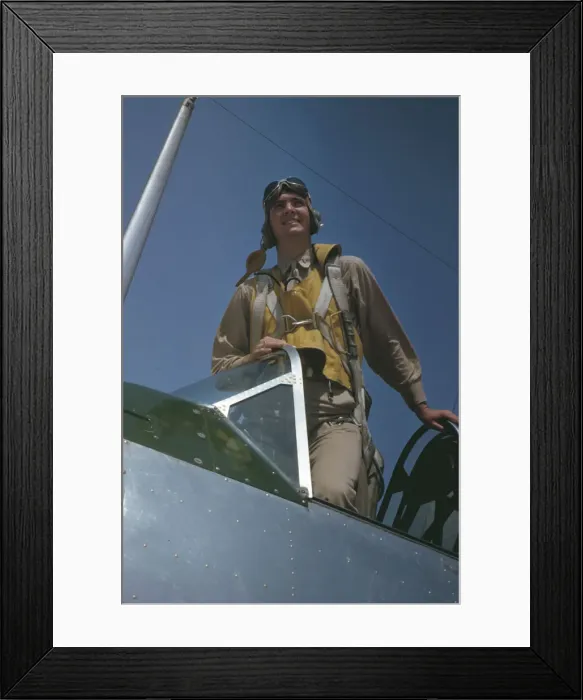 Framed Print : Marine Corps lieutenant studying glider piloting at Page Field, Parris Island, S. C. 1942. Creator: Alfred T Palmer Framed Print : Marine Corps lieutenant studying glider piloting at Page Field, Parris Island, S. C. 1942. Creator: Alfred T Palmer