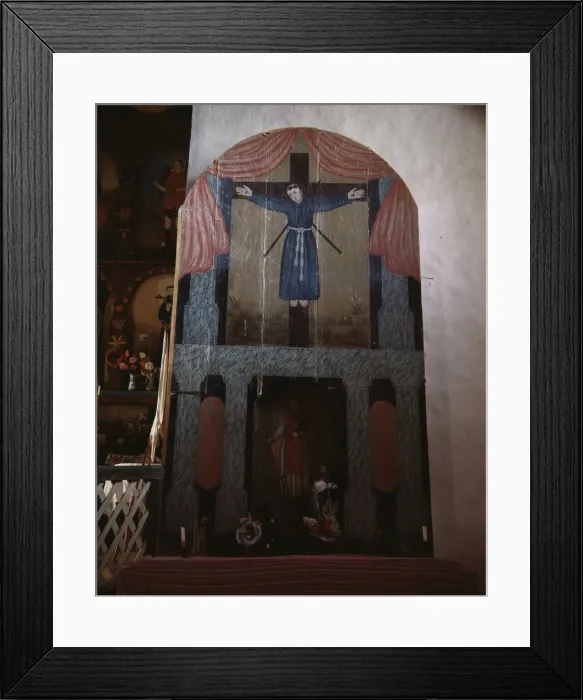 Framed Print : Side altar in the church dedicated to San Lorenzo and San Felipe de Jesus, Trampas, New Mexico, 1943 Creator: John Collier Framed Print : Side altar in the church dedicated to San Lorenzo and San Felipe de Jesus, Trampas, New Mexico, 1943 Creator: John Collier