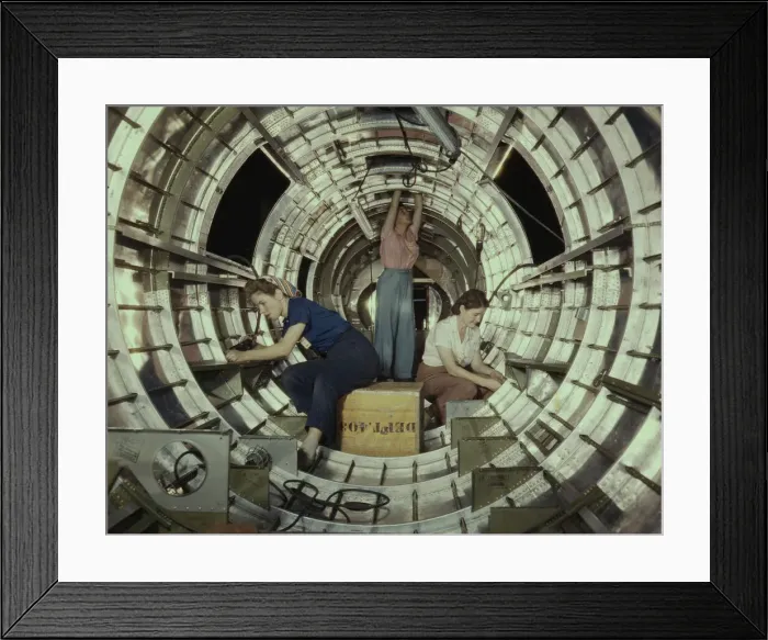 Framed Print : Women workers install fixtures and assem... Douglas Aircraft Company plant, Long Beach, Calif. 1942 Creator: Alfred T Palmer Framed Print : Women workers install fixtures and assem... Douglas Aircraft Company plant, Long Beach, Calif. 1942 Creator: Alfred T Palmer