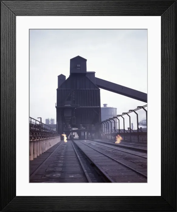 Framed Print : Hanna furnaces of the Great Lakes Steel Corporation, Detroit, Mich. 1942. Creator: Arthurs Siegel Framed Print : Hanna furnaces of the Great Lakes Steel Corporation, Detroit, Mich. 1942. Creator: Arthurs Siegel