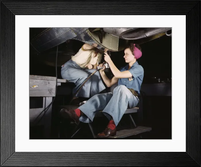 Framed Print : Women at work on bomber, Douglas Aircraft Company, Long Beach, Calif. 1942. Creator: Alfred T Palmer Framed Print : Women at work on bomber, Douglas Aircraft Company, Long Beach, Calif. 1942. Creator: Alfred T Palmer