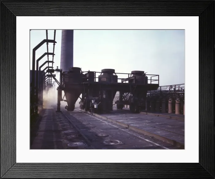 Framed Print : Coal feeders on tip of coke ovens... of the Great Lakes Steel Corporation, Detroit, Mich. 1942. Creator: Arthurs Siegel Framed Print : Coal feeders on tip of coke ovens... of the Great Lakes Steel Corporation, Detroit, Mich. 1942. Creator: Arthurs Siegel