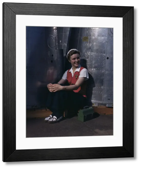 Framed Print : A noontime rest for a full-fledged... Long Beach, Calif. plant of Douglas Aircraft Company, 1942. Creator: Alfred T Palmer Framed Print : A noontime rest for a full-fledged... Long Beach, Calif. plant of Douglas Aircraft Company, 1942. Creator: Alfred T Palmer