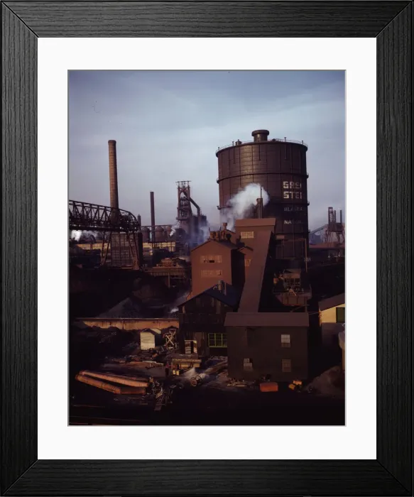 Framed Print : Hanna furnaces of the Great Lakes Steel Corporation, Detroit, Mich. 1942. Creator: Arthurs Siegel Framed Print : Hanna furnaces of the Great Lakes Steel Corporation, Detroit, Mich. 1942. Creator: Arthurs Siegel