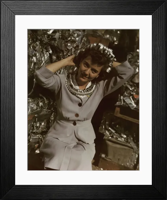 Framed Print : Annette del Sur publicizing salvage campaign... Douglas Aircraft Company, Long Beach, Calif. 1942. Creator: Alfred T Palmer Framed Print : Annette del Sur publicizing salvage campaign... Douglas Aircraft Company, Long Beach, Calif. 1942. Creator: Alfred T Palmer
