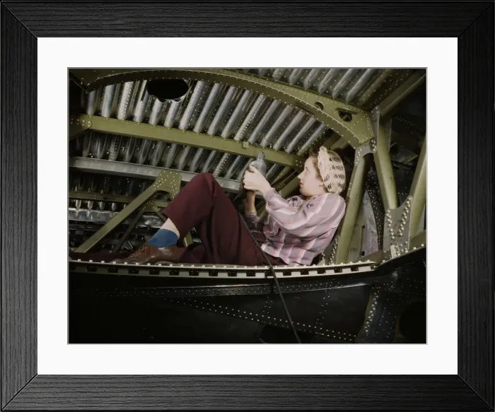 Framed Print : An A-20 bomber being riveted by a woman... Douglas Aircraft Company plant at Long Beach, Calif. 1942 Creator: Alfred T Palmer Framed Print : An A-20 bomber being riveted by a woman... Douglas Aircraft Company plant at Long Beach, Calif. 1942 Creator: Alfred T Palmer