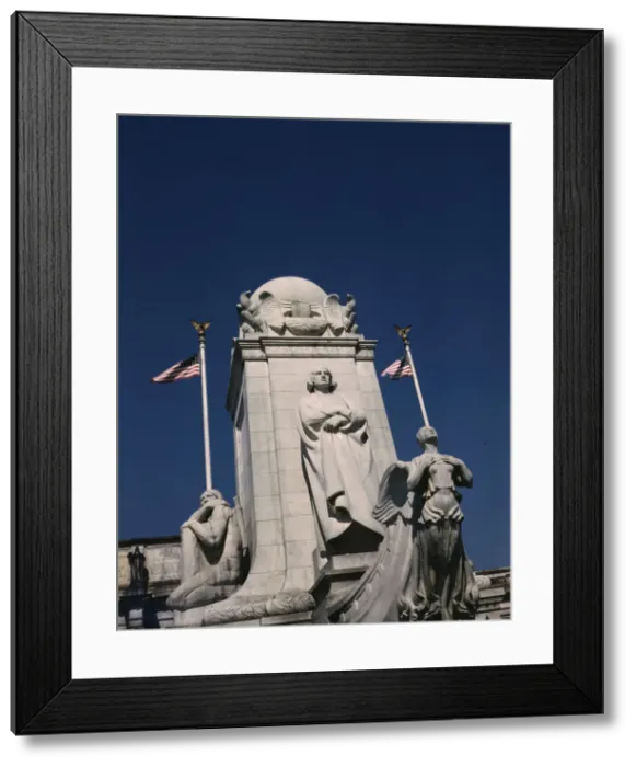 Framed Print : Columbus Statue in front of Union Station, Washington, D. C. ca. 1943. Creator: Unknown Framed Print : Columbus Statue in front of Union Station, Washington, D. C. ca. 1943. Creator: Unknown