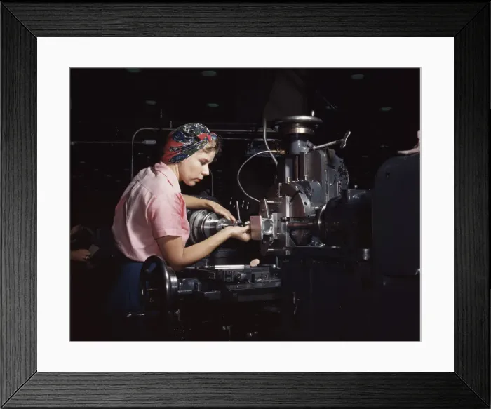 Framed Print : Woman machinist, Douglas Aircraft Company, Long Beach, Calif. 1942. Creator: Alfred T Palmer Framed Print : Woman machinist, Douglas Aircraft Company, Long Beach, Calif. 1942. Creator: Alfred T Palmer