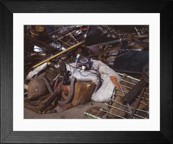 Framed Print : Scrap and salvage depot, Butte, Mont. 1942. Creator: Russell Lee Framed Print : Scrap and salvage depot, Butte, Mont. 1942. Creator: Russell Lee