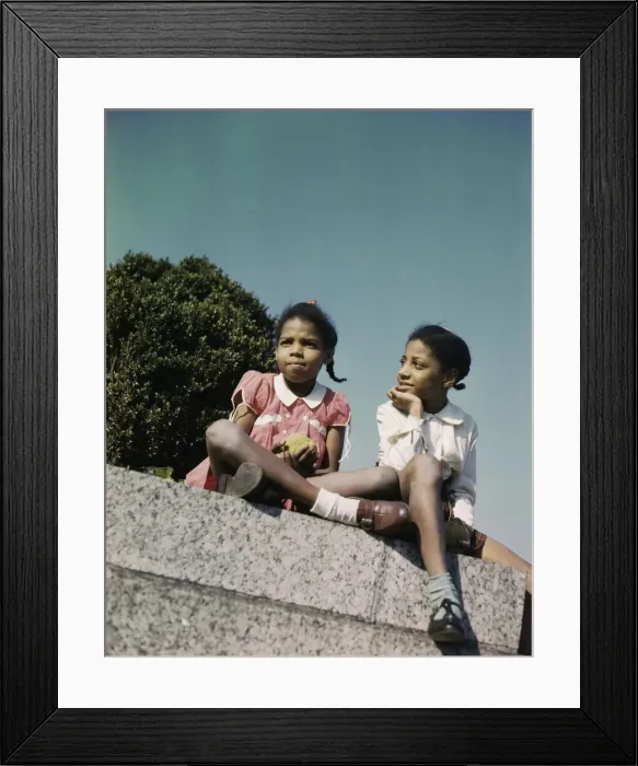Framed Print : Two little girls in a park near Union Station, Washington, D. C. ca. 1943. Creator: Unknown Framed Print : Two little girls in a park near Union Station, Washington, D. C. ca. 1943. Creator: Unknown