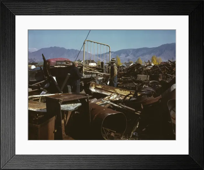 Framed Print : Scrap and salvage depot, Butte, Mont. 1942. Creator: Russell Lee Framed Print : Scrap and salvage depot, Butte, Mont. 1942. Creator: Russell Lee