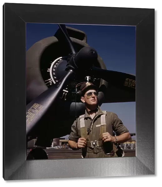 Lieutenant 'Mike'Hunter, Army pilot assigned to Douglas Aircraft Company, Long Beach, Calif. 1942. Creator: Alfred T Palmer