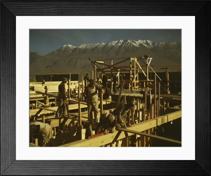 Framed Print : Constructing a building on the site of a new steel mill... Columbia Steel Co. Geneva, Utah, 1942. Creator: Andreas Feininger