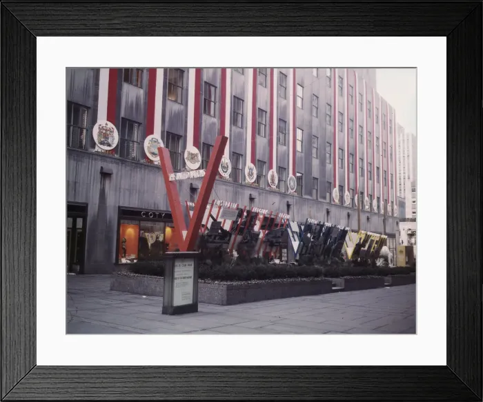Framed Print : United Nations exhibit by OWI in Rockefeller Plaza, New York, N. Y. 1943. Creator: Marjory Collins Framed Print : United Nations exhibit by OWI in Rockefeller Plaza, New York, N. Y. 1943. Creator: Marjory Collins