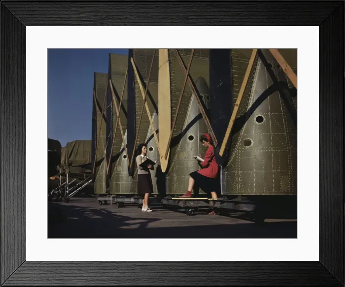 Framed Print : Carefully trained women inspectors check and... Douglas Aircraft Company, Long Beach, Calif. 1942. Creator: Alfred T Palmer Framed Print : Carefully trained women inspectors check and... Douglas Aircraft Company, Long Beach, Calif. 1942. Creator: Alfred T Palmer