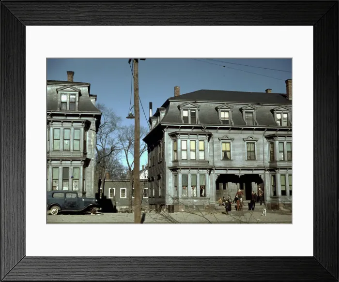 Framed Print : Children in the tenement district, Brockton, Mass. 1940. Creator: Jack Delano Framed Print : Children in the tenement district, Brockton, Mass. 1940. Creator: Jack Delano