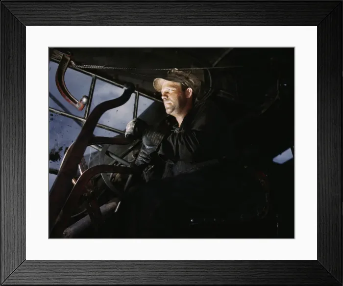 Framed Print : Crane operator at TVAs Douglas Dam, Tennessee, 1942. Creator: Alfred T Palmer Framed Print : Crane operator at TVAs Douglas Dam, Tennessee, 1942. Creator: Alfred T Palmer
