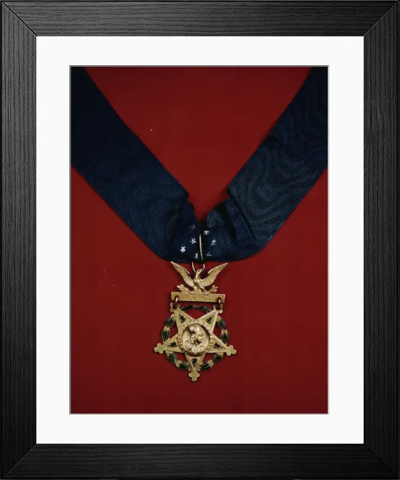 Framed Print : U. S. Army Medal of Honor with neck band, between 1941 and 1945. Creator: Unknown Framed Print : U. S. Army Medal of Honor with neck band, between 1941 and 1945. Creator: Unknown