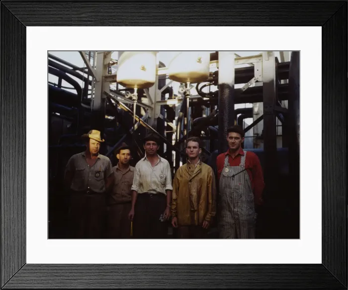 Framed Print : Employees at Mid-Continent Refinery, Tulsa, Okla. (1943?). Creator: John Vachon Framed Print : Employees at Mid-Continent Refinery, Tulsa, Okla. (1943?). Creator: John Vachon