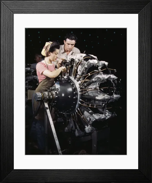 Framed Print : Women are trained as engine mechanics in thorough Douglas training... Long Beach, Calif. 1942. Creator: Alfred T Palmer Framed Print : Women are trained as engine mechanics in thorough Douglas training... Long Beach, Calif. 1942. Creator: Alfred T Palmer
