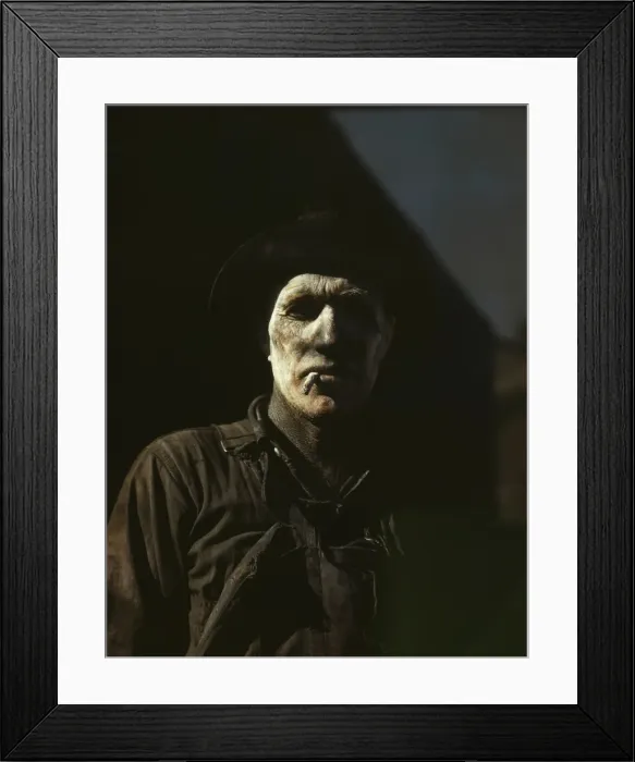 Framed Print : Worker at carbon black plant, Sunray, Texas, 1942. Creator: John Vachon Framed Print : Worker at carbon black plant, Sunray, Texas, 1942. Creator: John Vachon