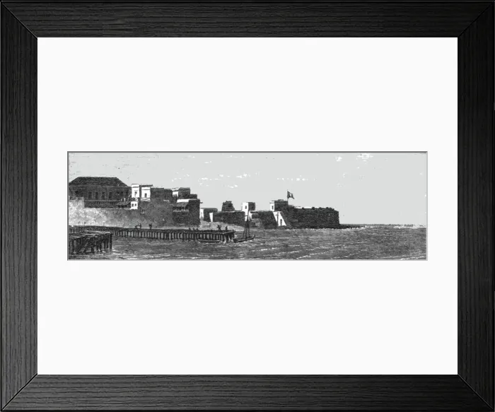 Framed Print : The Port of Al Araish; Visit to the Sultan of Morocco, at Fez, in the spring of 1871, 1871. Creator: T. Blackmore Framed Print : The Port of Al Araish; Visit to the Sultan of Morocco, at Fez, in the spring of 1871, 1871. Creator: T. Blackmore