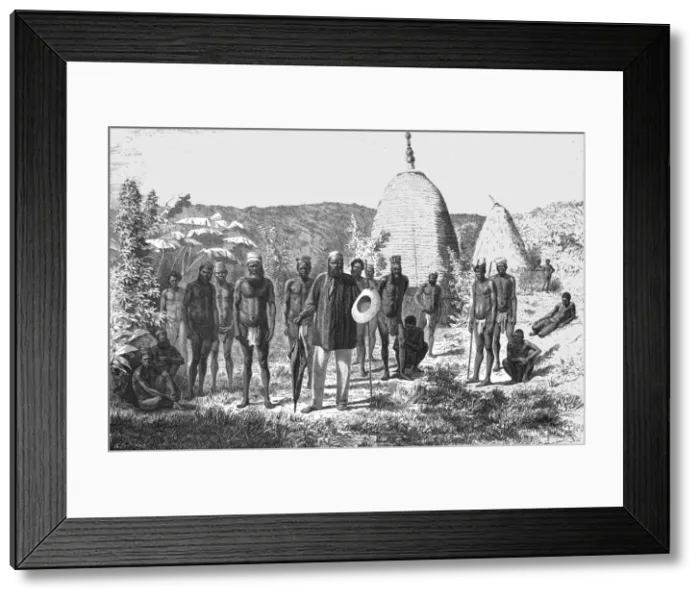 Framed Print : The Chief, Mango, and portion of his Tribe; Some Account of New Caledonia, 1875. Creator: Unknown Framed Print : The Chief, Mango, and portion of his Tribe; Some Account of New Caledonia, 1875. Creator: Unknown