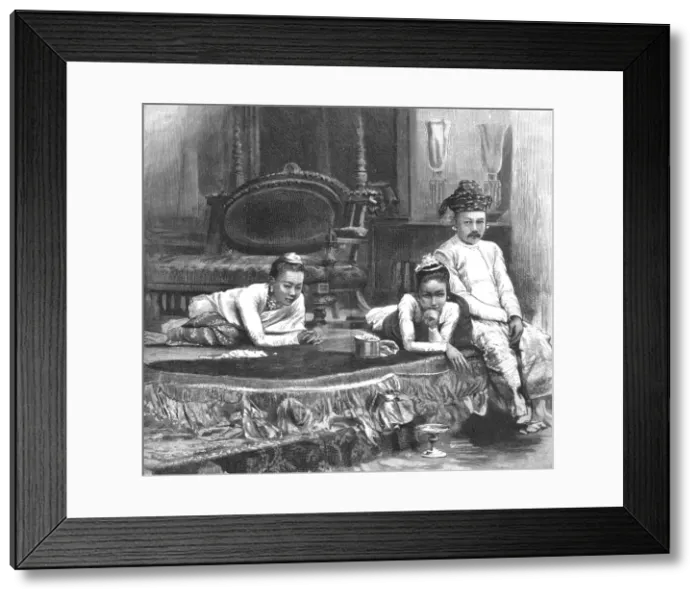 Framed Print : The Expedition to Upper Burma--King Theebaw and his two Queens in the Palace at Mandalay, 1886. Creator: Unknown Framed Print : The Expedition to Upper Burma--King Theebaw and his two Queens in the Palace at Mandalay, 1886. Creator: Unknown