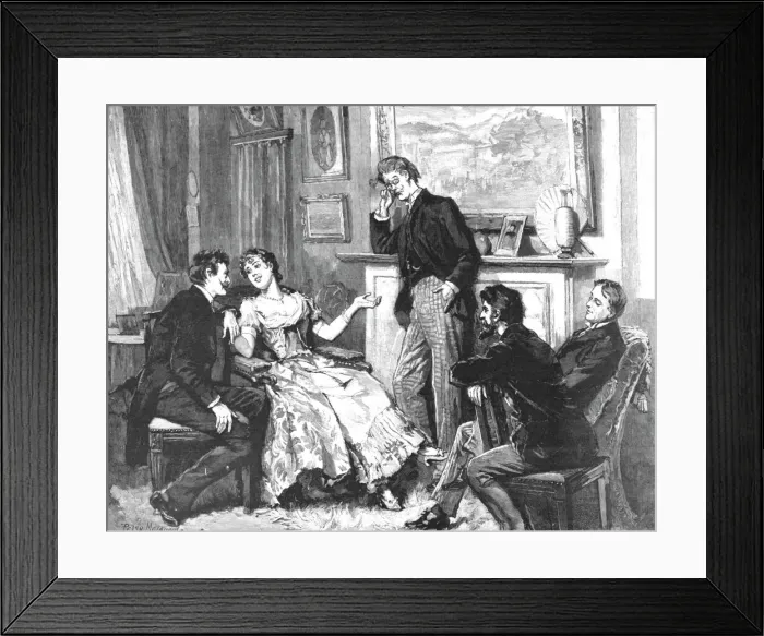 Framed Print : Madame Leroux';By Francis Eleanor Trollope;She was keeping them all in play with the... 1890. Creator: Percy Macquoid Framed Print : Madame Leroux';By Francis Eleanor Trollope;She was keeping them all in play with the... 1890. Creator: Percy Macquoid