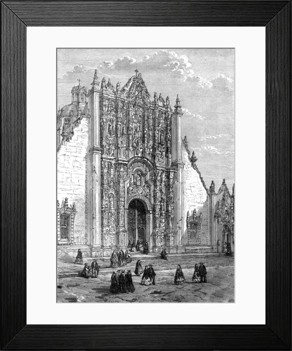 Framed Print : Entrance to the Cathedral, Mexico; A Ride Round the Valley of Mexico, 1875. Creator: Unknown Framed Print : Entrance to the Cathedral, Mexico; A Ride Round the Valley of Mexico, 1875. Creator: Unknown
