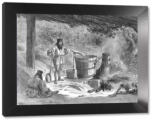 Wallachians Distilling Slievovitz; A Visit to the Danubian Principalities, 1875. Creator: Nelson Boyd