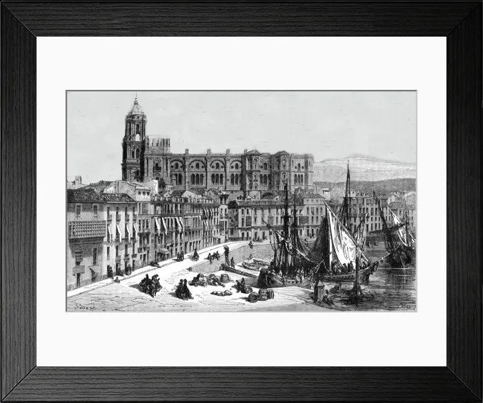 Framed Print : Malaga;An Autumn Tour in Andalusia, 1875. Creator: Gustave Doré Framed Print : Malaga;An Autumn Tour in Andalusia, 1875. Creator: Gustave Doré