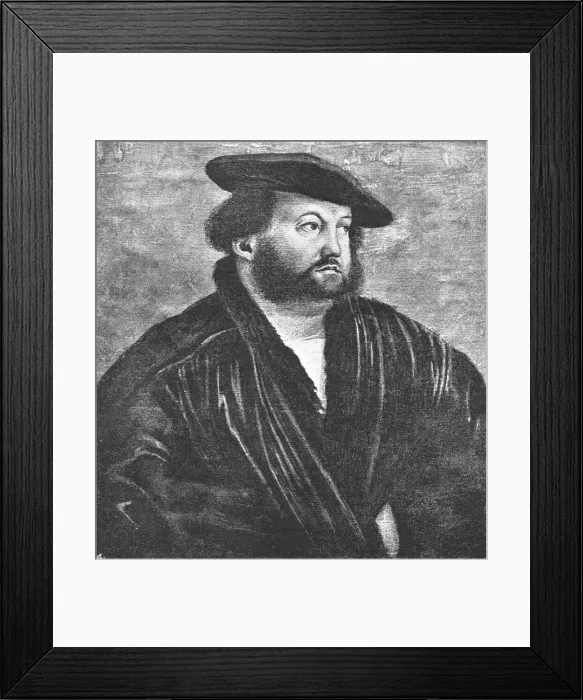 Framed Print : Pictures from the Tudor Exhibition; Hans Holbein, painted by himself, c. 1535. 1890. Creator: Unknown Framed Print : Pictures from the Tudor Exhibition; Hans Holbein, painted by himself, c. 1535. 1890. Creator: Unknown