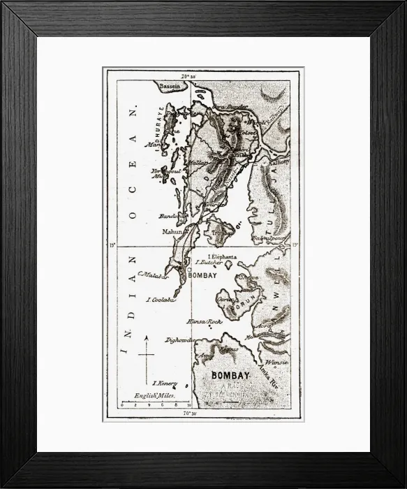Framed Print : Map of Bombay Area; Notes on Bombay and the Malabar Coast, 1875. Creator: C. B. Low Framed Print : Map of Bombay Area; Notes on Bombay and the Malabar Coast, 1875. Creator: C. B. Low