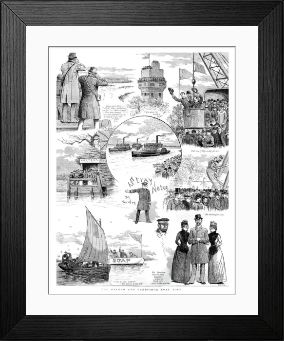 Framed Print : The Oxford and Cambridge Boat Race; Stray Notes, 1890. Creator: Unknown Framed Print : The Oxford and Cambridge Boat Race; Stray Notes, 1890. Creator: Unknown