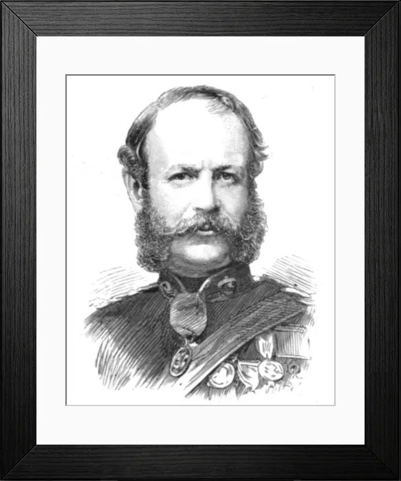 Framed Print : Major-General Sir Howard Elphinstone, V. C. K. C. B. G. C. M. C. ; Drowned at Sea March 8, 1890. Creator: Unknown Framed Print : Major-General Sir Howard Elphinstone, V. C. K. C. B. G. C. M. C. ; Drowned at Sea March 8, 1890. Creator: Unknown