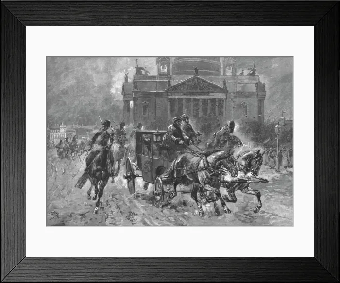 Framed Print : Easter in St. Petersburg--His Majesty the Czar drives to Church, 1890. Creator: Unknown Framed Print : Easter in St. Petersburg--His Majesty the Czar drives to Church, 1890. Creator: Unknown