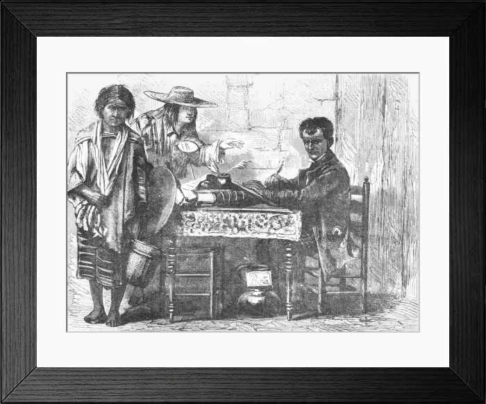 Framed Print : An Evangelista; A zigzag journey through Mexico, 1875. Creator: Thomas Mayne Reid