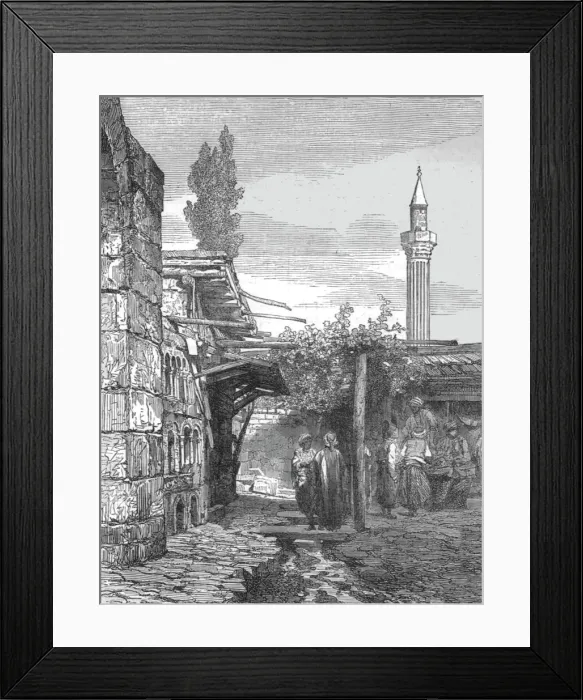 Framed Print : Fez--Street scene in the old town; Visit to the Sultan of Morocco, at Fez, in the spring of 1871, Creator: T. Blackmore Framed Print : Fez--Street scene in the old town; Visit to the Sultan of Morocco, at Fez, in the spring of 1871, Creator: T. Blackmore