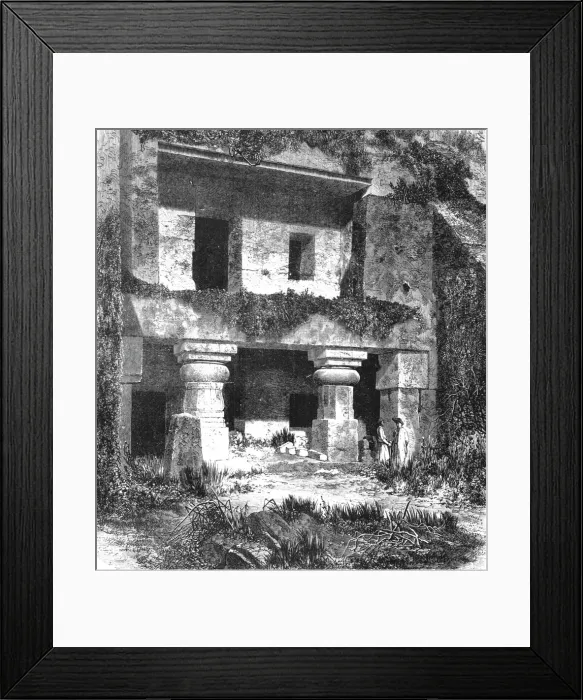 Framed Print : Sculptured Entrance to one of the Kanheri Caves; Notes on the Ancient Temples of India, 1875. Creator: Unknown Framed Print : Sculptured Entrance to one of the Kanheri Caves; Notes on the Ancient Temples of India, 1875. Creator: Unknown