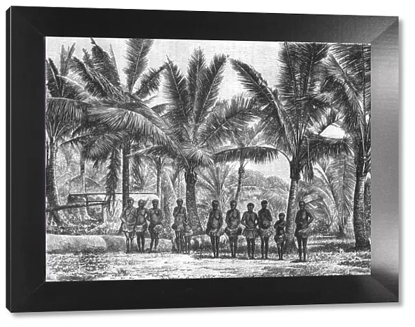 Fishing -Village, in grove of Coconut Trees; Some Account of New Caledonia, 1875. Creator: Unknown