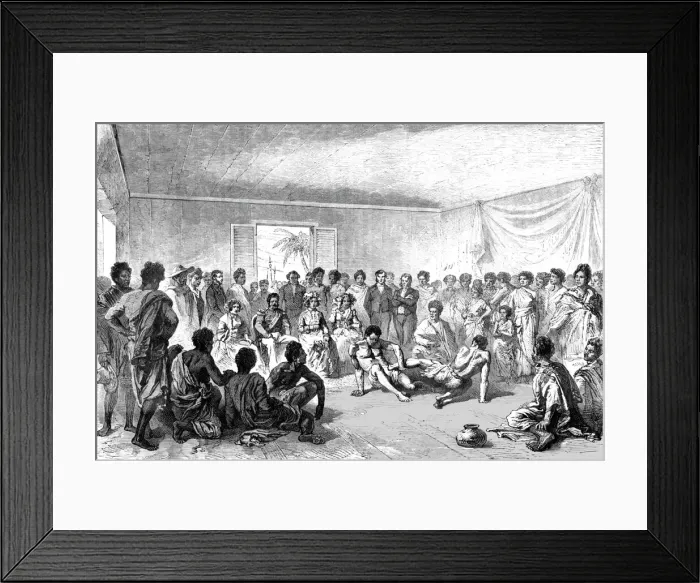 Framed Print : Wrestling Match before the Court of Tananarivo; Recent Explorations in Madagascar, 1875. Creator: Alfred Grandidier Framed Print : Wrestling Match before the Court of Tananarivo; Recent Explorations in Madagascar, 1875. Creator: Alfred Grandidier
