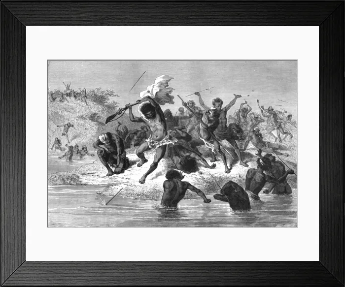 Framed Print : Scrimmage in New Caledonia; Some Account of New Caledonia, 1875. Creator: Unknown Framed Print : Scrimmage in New Caledonia; Some Account of New Caledonia, 1875. Creator: Unknown
