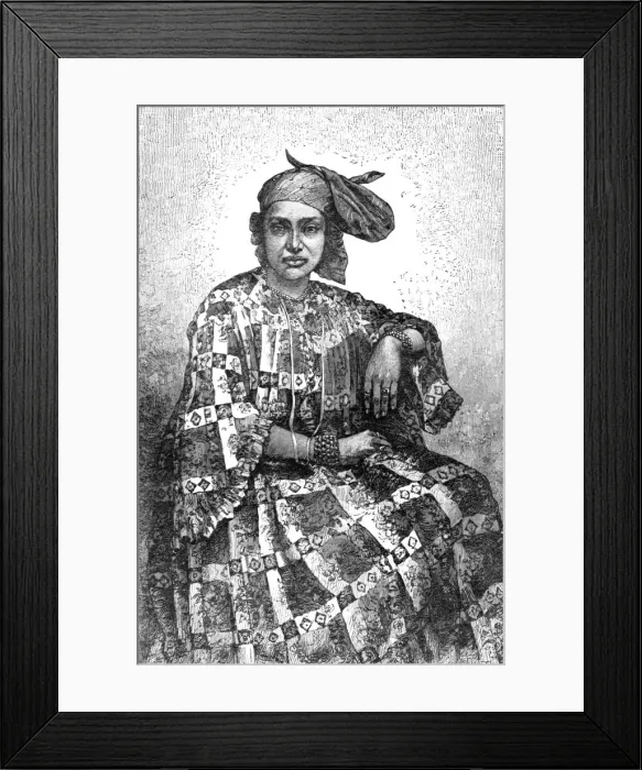 Framed Print : Madecasse Lady of Sainte Marie; Recent Explorations in Madagascar, 1875. Creator: Alfred Grandidier Framed Print : Madecasse Lady of Sainte Marie; Recent Explorations in Madagascar, 1875. Creator: Alfred Grandidier
