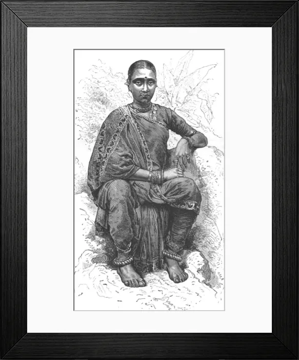 Framed Print : Hindoo Girl; Black Bear shooting in the Himalayas, 1875. Creator: G. Beste Framed Print : Hindoo Girl; Black Bear shooting in the Himalayas, 1875. Creator: G. Beste