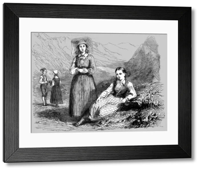 Framed Print : Norwegian Peasants; Northern Wanderings, 1875. Creator: Frank Usher Framed Print : Norwegian Peasants; Northern Wanderings, 1875. Creator: Frank Usher